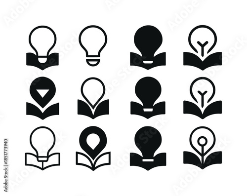 Education Logo Variations. Whimsigoth Architecture. Line icon se