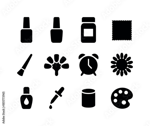 Nail Care Icons. Nail finishing. Solid icon set of Nail finishin