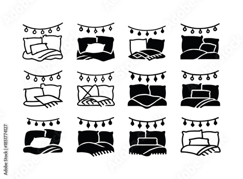 Cozy Corner Icons. making a cozy corner with pillows and a blank