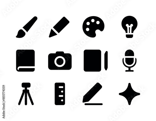 Creative Tools Icons. Creator. Solid icon set of Creator: paint