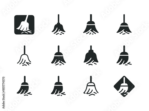 Holiday Cleanup Icons. Cleaning up after holidays. Icon set. Set
