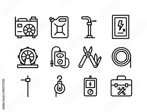 Homestead Energy Tools Icons. Homestead energy tools. Line icon