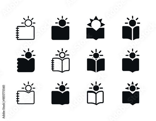 Outdoor Sketching Icons. Sketching outside on a sunny day. Icon