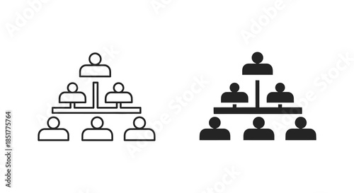 Illustrative depiction of hierarchical structure with people icons in both outlined and silhouette