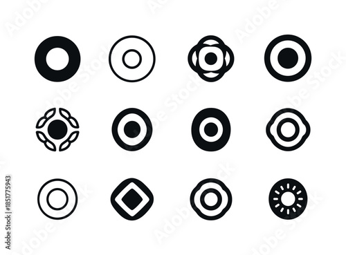 Energy Core Logos. Core. Icon set. Set Logo of Core: energy nucl