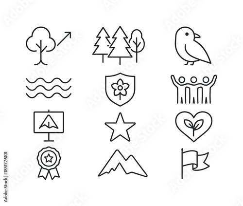 Conservation Success Icons. deforestation reduction