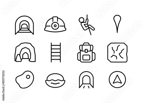Underground Icon Set. Underground Adventures. Line icon set of U