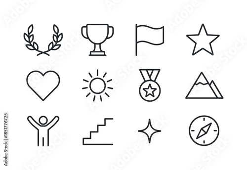 Triumph Icon Set. Triumph Symbols. Line icon set of Triumph Symb