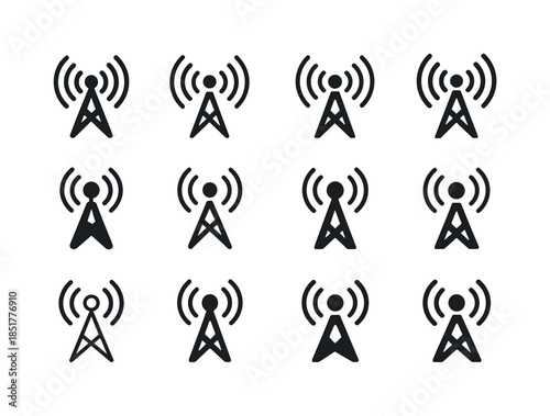 Radio Newsroom Logos. Newsroom for Radio. Icon set. Set Logo of