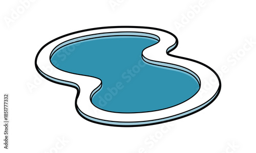 Illustration of a swimming pool with unique shape on transparent background