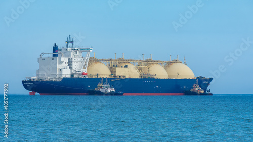 The LNG tanker Pacific Arcadia docks for gas refuelling.