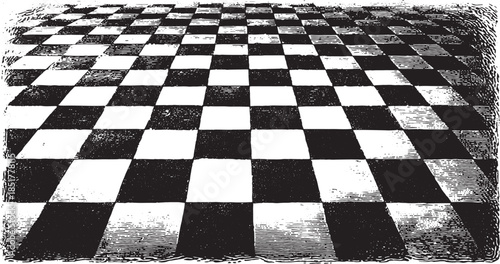 Checker floor pattern in black and white colors. Simple graphic design vector illustration, presenting a classic monochrome set.