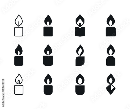 Candle Light Logos. Candle Light. Icon set. Set Logo of candle l