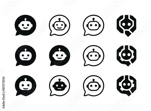 AI Logo Variations. AI productivity partners. Icon set. Set Logo
