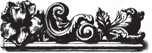 Elegant flourish design. Monochrome, ornate vector illustration suitable for decor and graphic applications, showcasing intricate details in a stylish set.