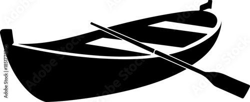 Rowboat with one oar silhouette vector illustration