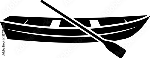 Rowboat with one oar silhouette vector illustration