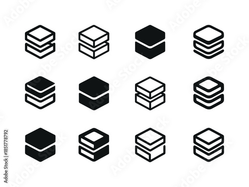 Boxy Structure Logos. boxy structure. Icon set. Set Logo of boxy