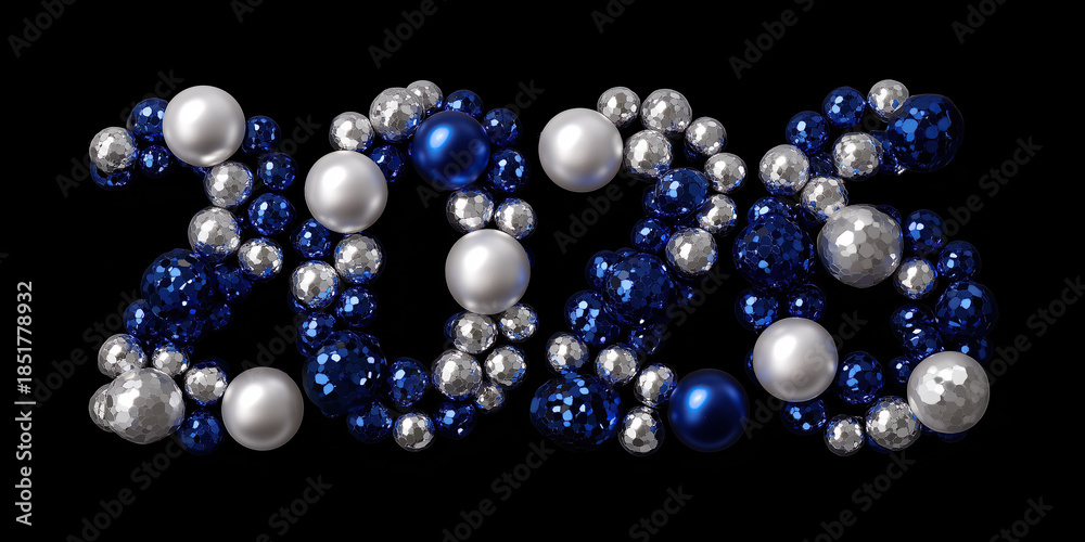 Obraz premium Shimmering gemstones arrange into sparkling date against deep dramatic dark backdrop.