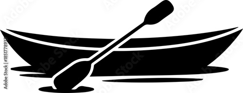 Rowboat with one oar silhouette vector illustration