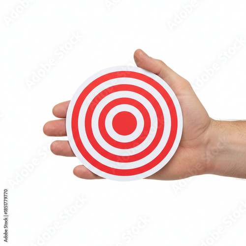 Human Hand Holding Red Target Bullseye Goal Concept