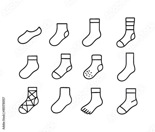 Sock Icon Line Set. Types of socks. Line icon set of types of so