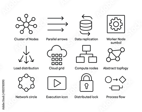 Distributed Computing Icons. Distributed Computing. Line icon se