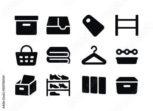 Organizing Icons Grid. Organizing tasks. Solid icon set of organ
