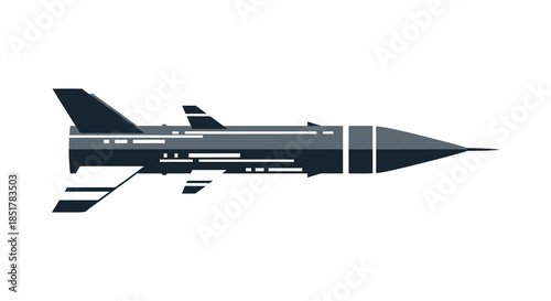 A sleek dark gray missile design illustration with distinctive fins a minimalist silhouette