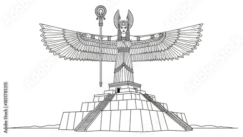 Ancient Shrine Illustration: A meticulously drawn illustration depicts an ancient shrine, featuring intricate architectural details and symbolic elements, evoking a sense of history and reverence.