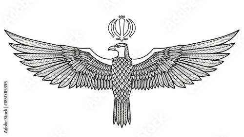 Angel wings and eagle with caduceus medical symbol flying fantasy illustration