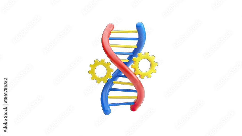Fototapeta premium DNA Helix with Gears: Genetic Engineering Concept