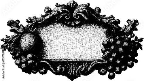 Antique engraved floral artwork featuring a decorative frame. This vintage-style vector illustration is suitable for various designs and contexts.