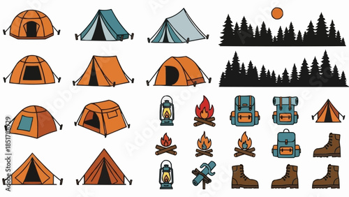 Camping Gear and Outdoor Equipment Collection.