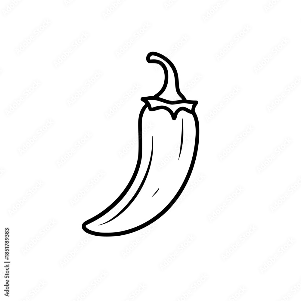 Fototapeta premium Chili pepper twist: minimalist line art | Clean, isolated vector art for creative projects.