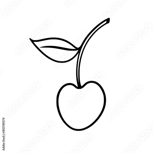 Simplicity Fruit: Line Art Cherry | Clean, isolated vector art for creative projects.