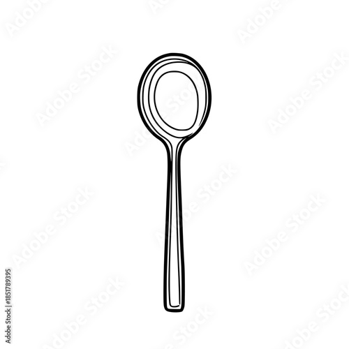 Whimsical, Black White Illustration Chocolate Spoon Mold Cleaner | Clean, isolated vector art for creative projects.