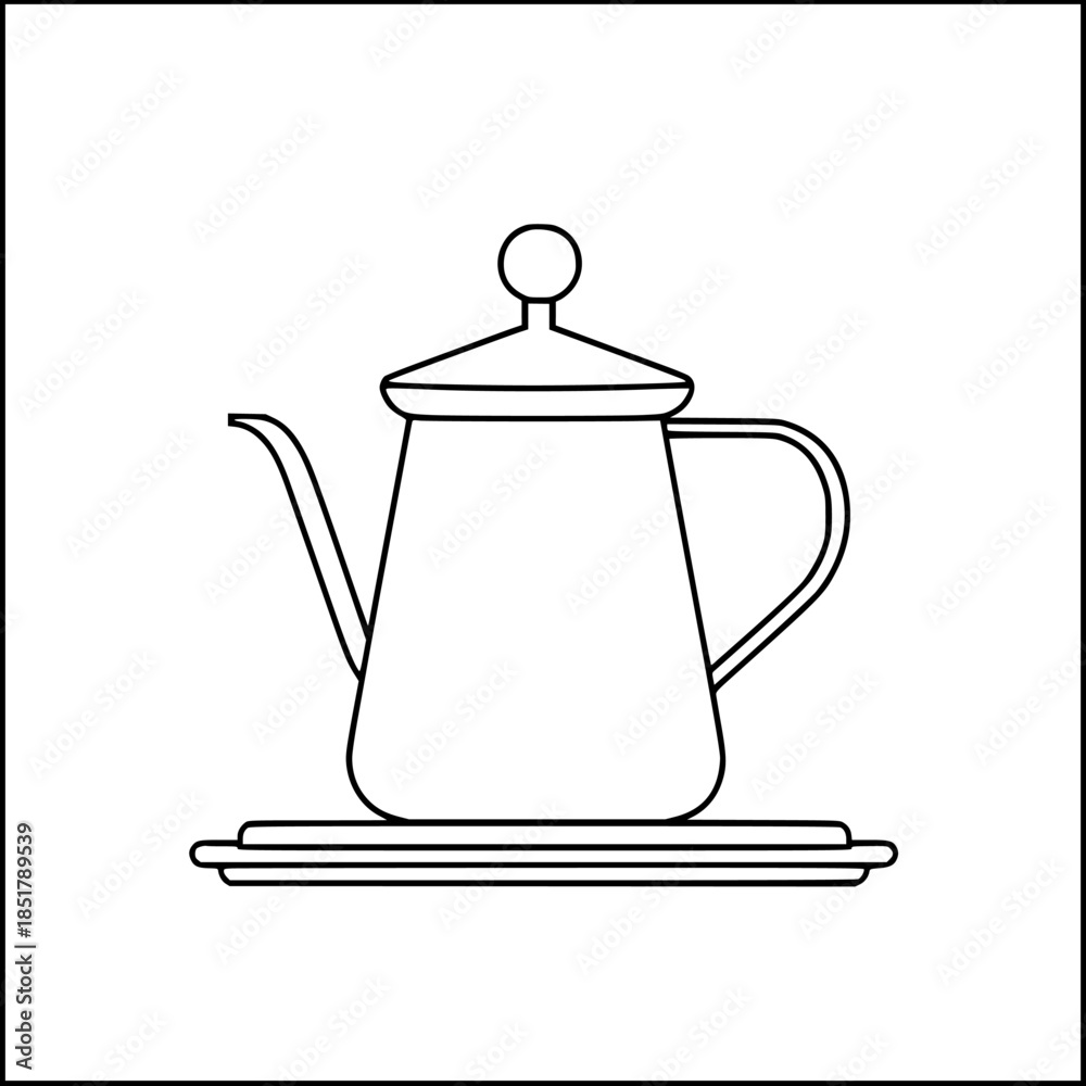 Obraz premium Elegant Espresso: Simple Line Art Coffee Pot Cup Minimalist White Background | Clean, isolated vector art for creative projects.