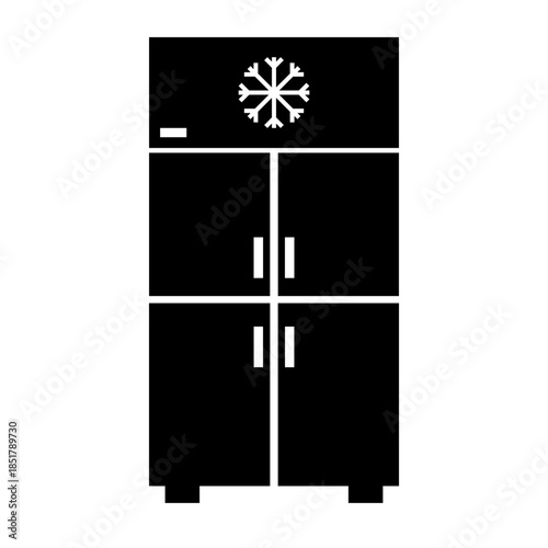 Double door freezer silhouette icon. Vector.