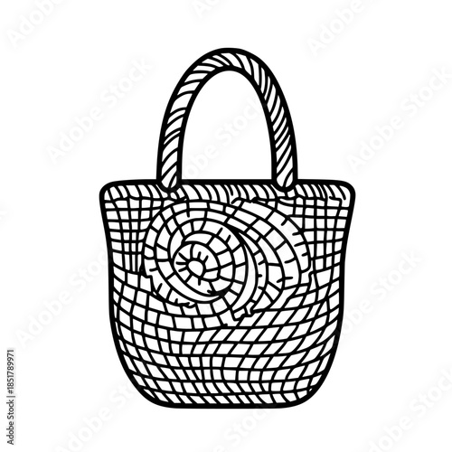 Handwoven Rustic Charm Wicker Basket | Clean, isolated vector art for creative projects.