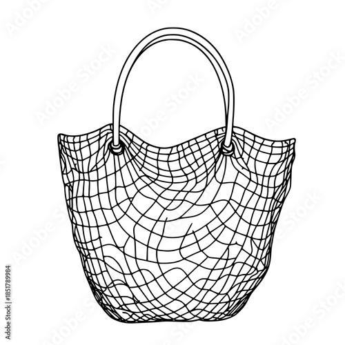 Elegant Woven Basket Art, Handmade Paper Bag Craft | Clean, isolated vector art for creative projects.