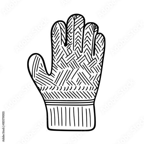 Timeless Textured Knit Mitten - Classic Design, Cozy Warmth | Clean, isolated vector art for creative projects.