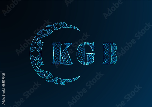Low poly letter logo KGB design. KGB letter logo low poly vector design on blue color gradient background. KGB logo low poly design