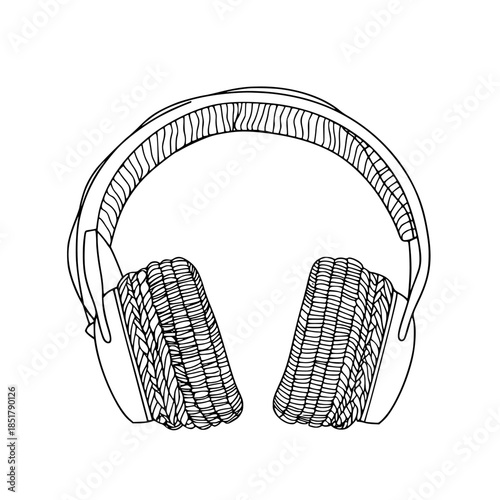 Elegant Earwarmers: Crocheted Cozy Headphones | Clean, isolated vector art for creative projects.