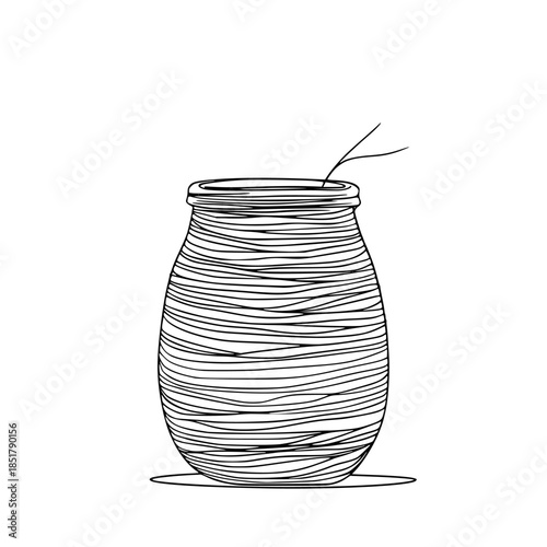 Handcrafted yarn cozy minimalist line art | Clean, isolated vector art for creative projects.