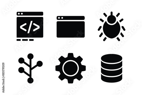 Software Development and Programming Icons for Web Technology