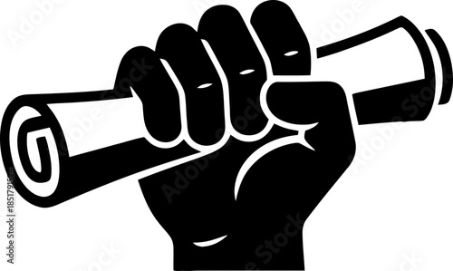 black hand holding diploma scroll clip art preview