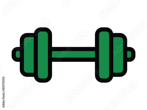 Green Dumbbell Icon for Fitness and Weightlifting Training