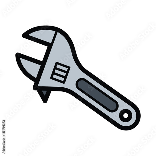 Adjustable Wrench Icon for Repair Maintenance and Construction Tools