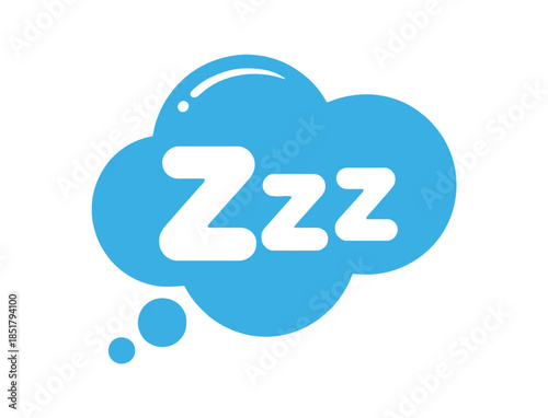 A blue thought bubble with the letters Zzz representing sleep.